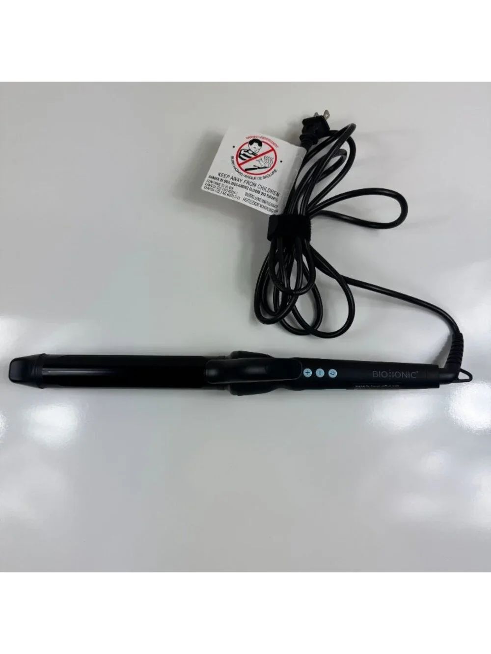 BIO IONIC Long Barrel Curling Iron Styler 1.25-Inch Black Nanoionic Beachy Waves